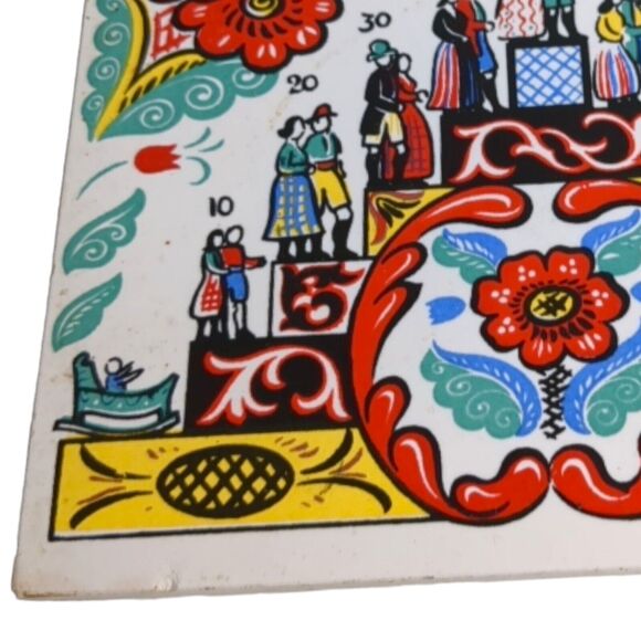 Berggren 6" Scandinavian Tile Trivet Felt Back Man's Ages from Cradle to Grave - Picture 5 of 8